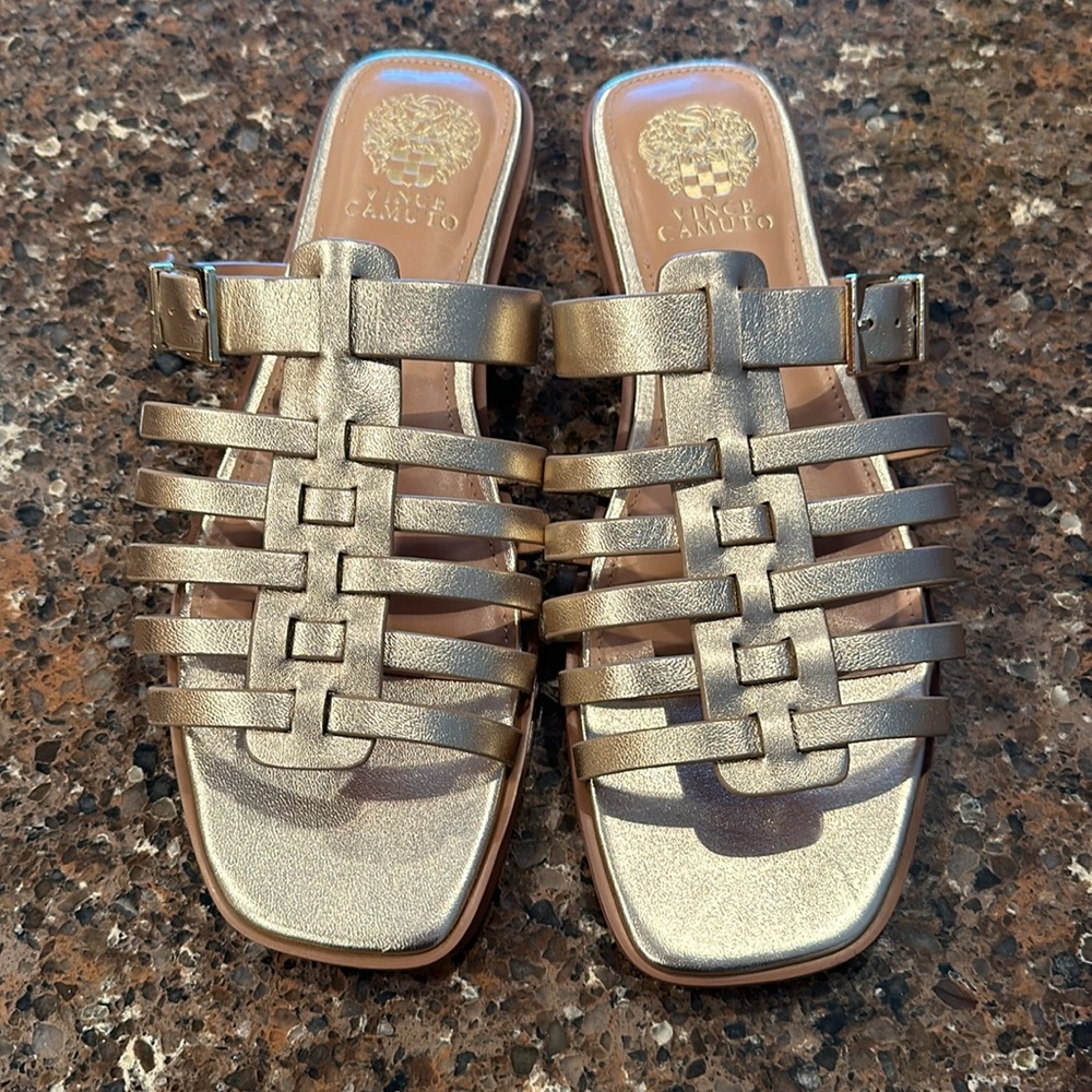 Vince Camuto Leather Caged Sandals - Lemanda - Picture 2 of 3